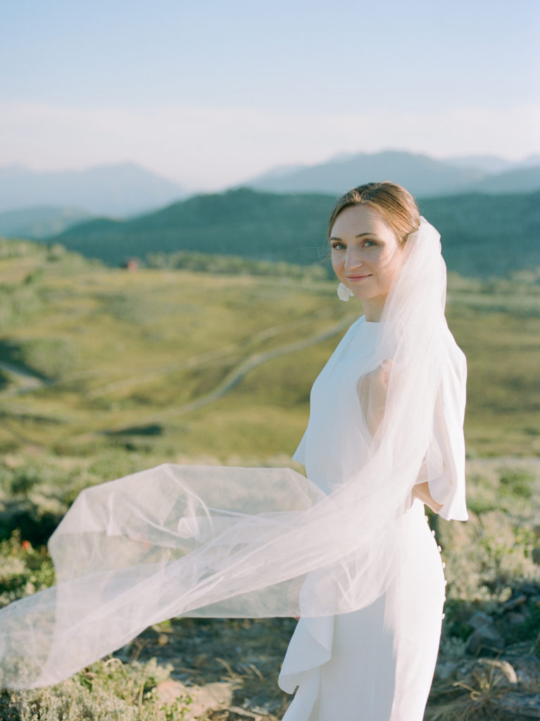 bride posing in gown and veil 