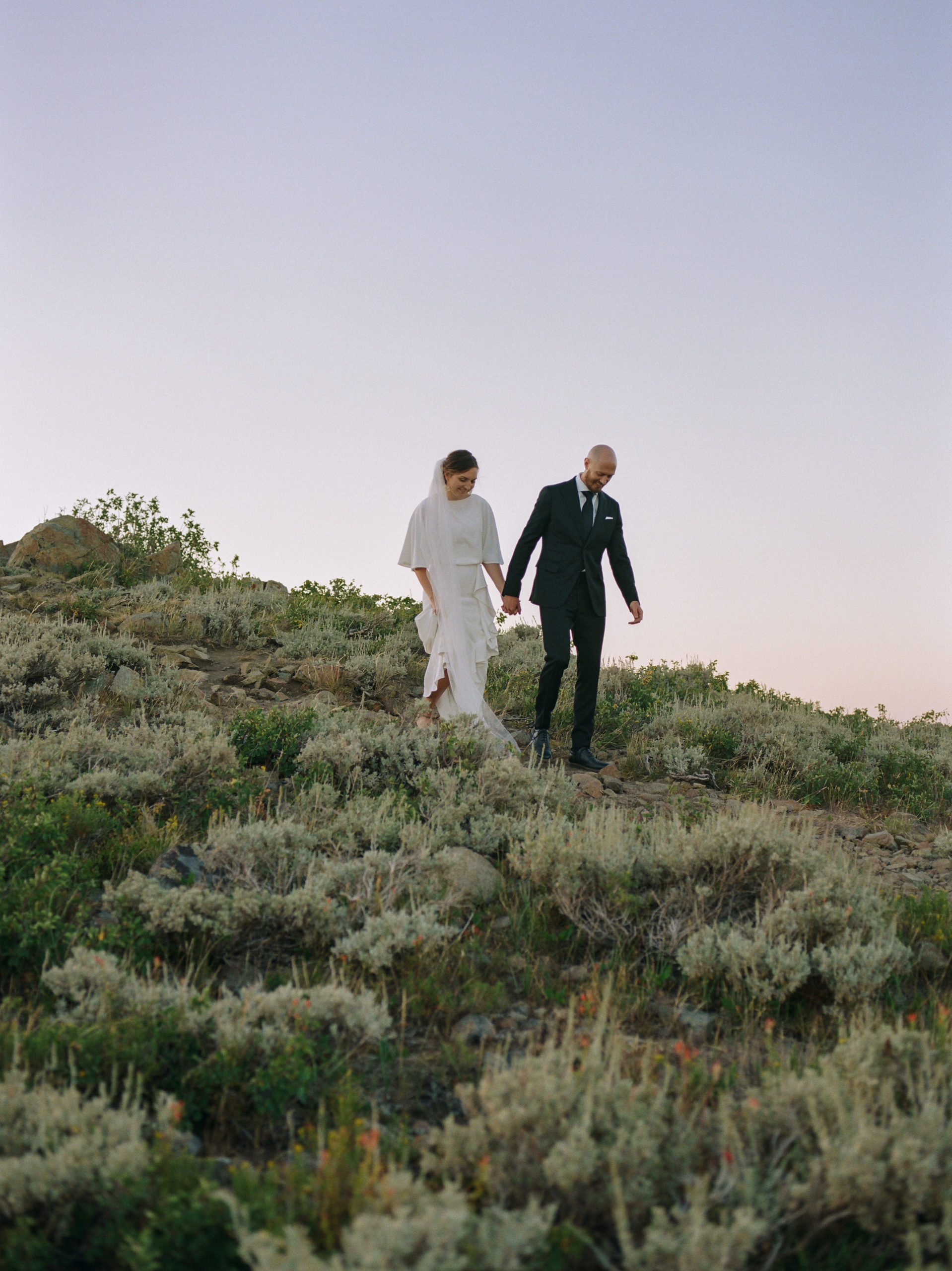 bride and groom portraits in Utah mountains