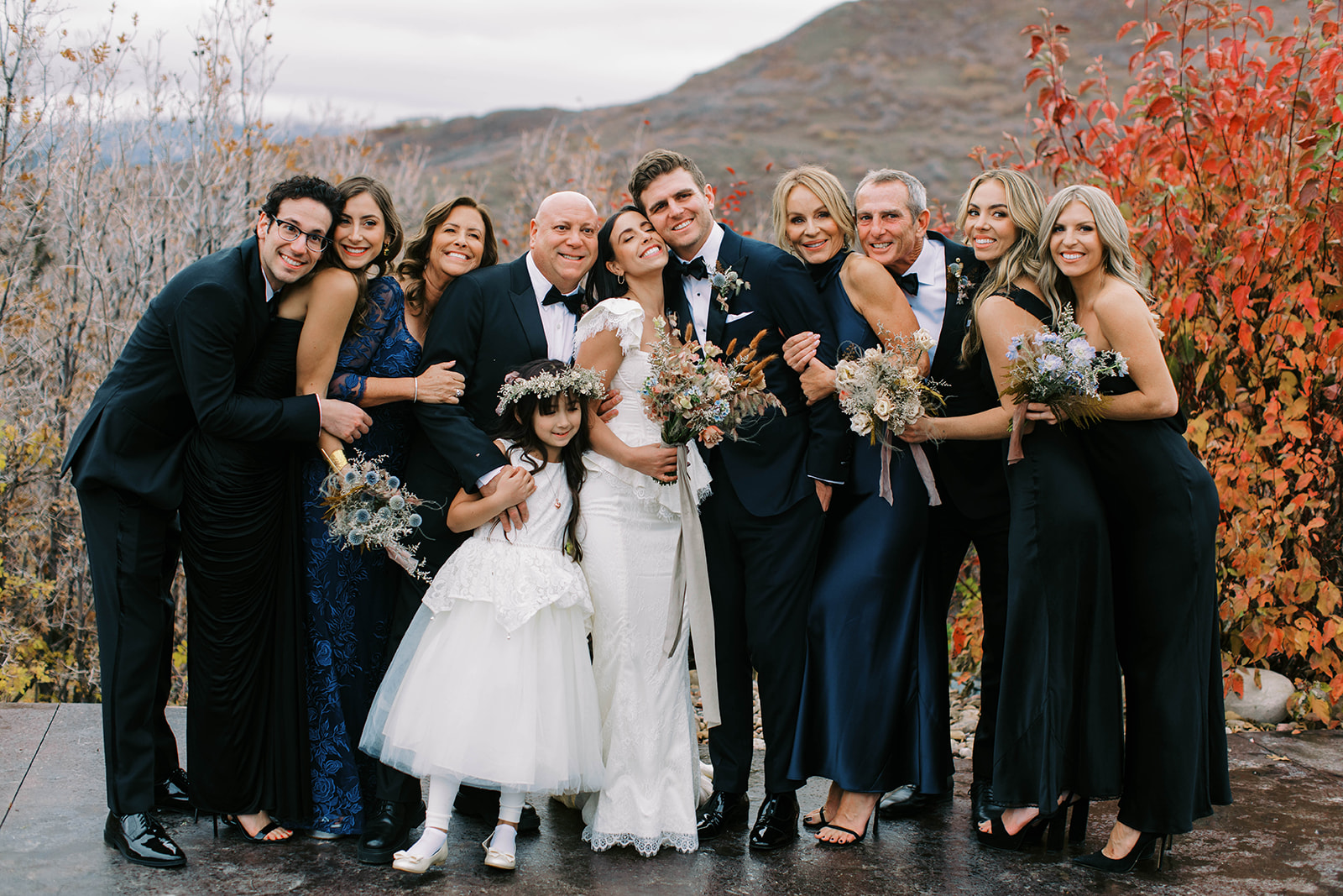 family photo taken at a wedding at blue sky ranch in utah. photo taken by megan robinson photography