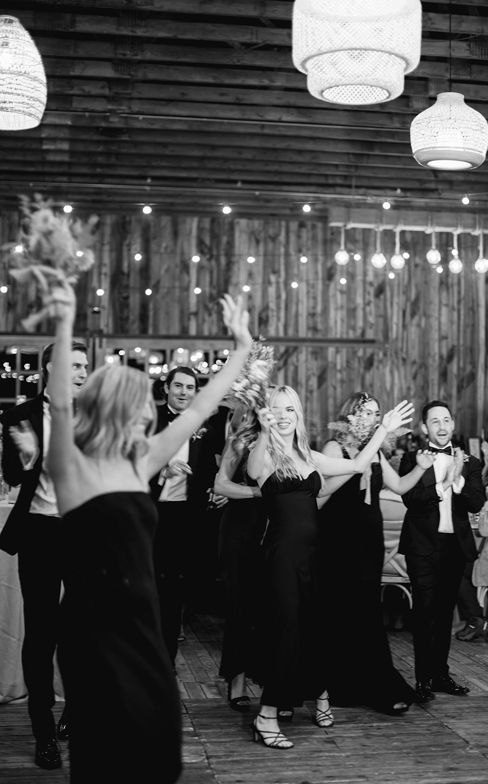 a wedding party dances at this blue sky ranch wedding reception in wanship utah. photo by megan robinson photography