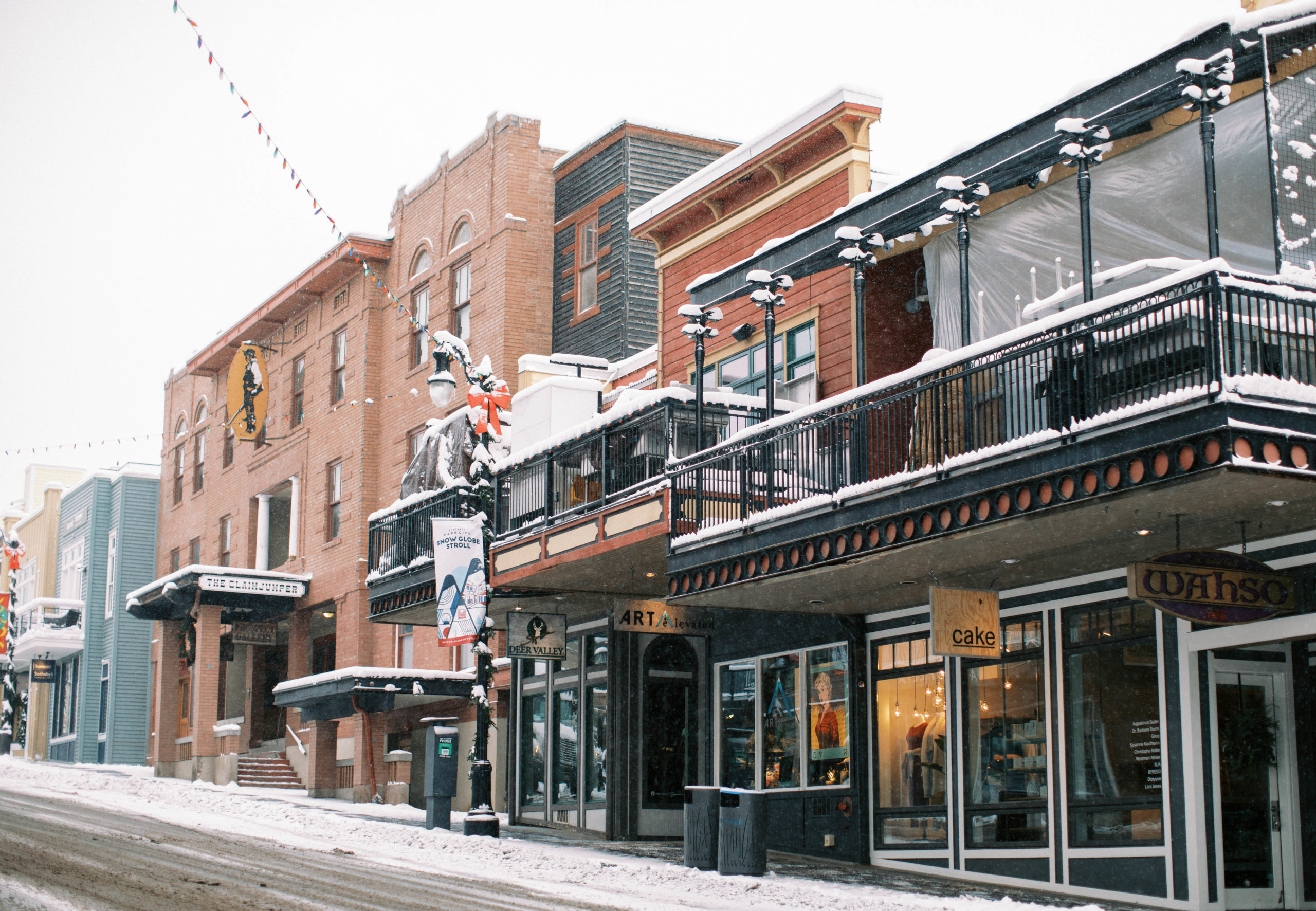 a shot of downtown park city Utah in the snow. photo taken by Megan Robinson Photography