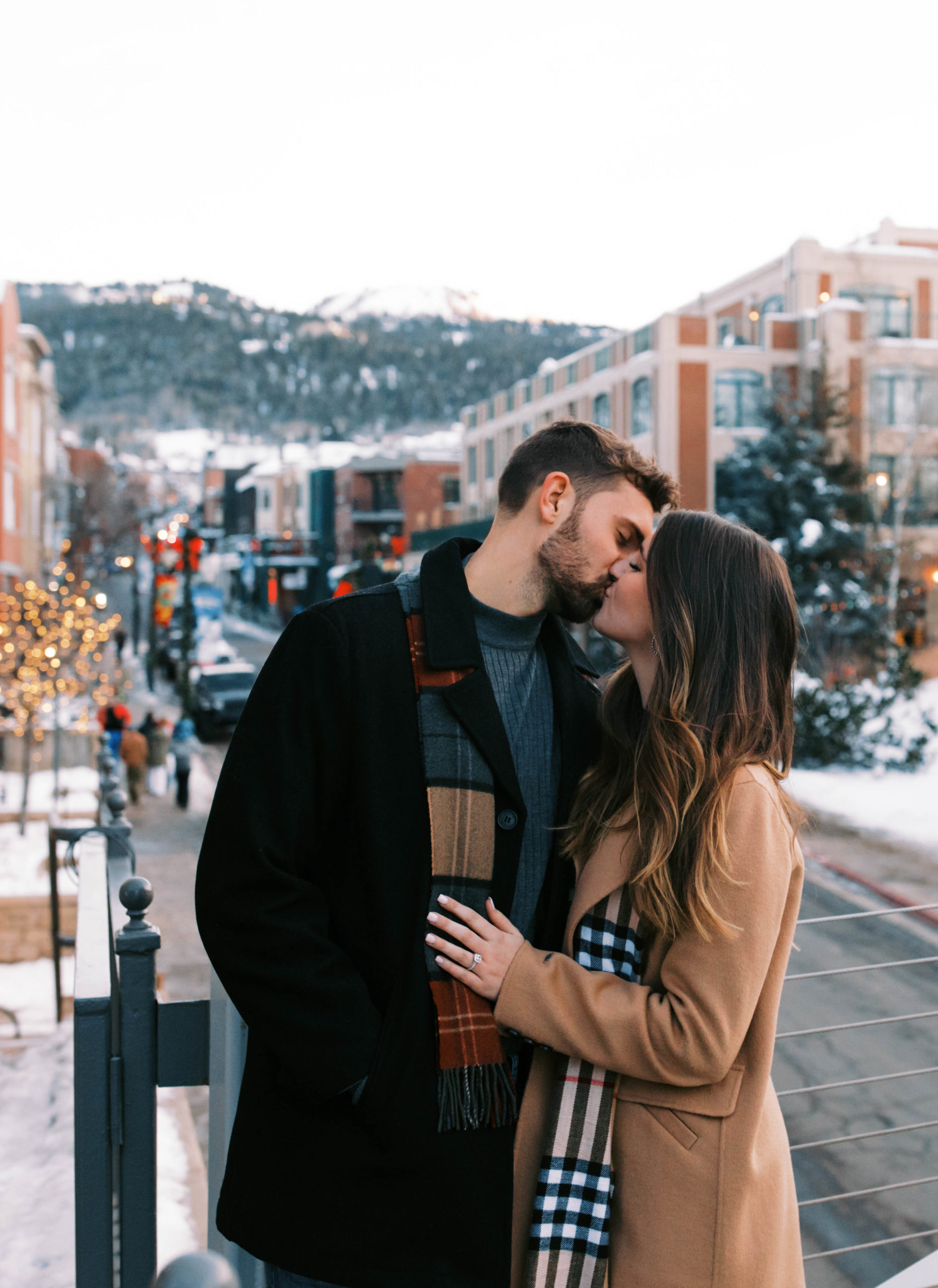 city holiday engagement photos, park city engagement photos, proposal photographer utah. photo taken by Megan Robinson Photography
