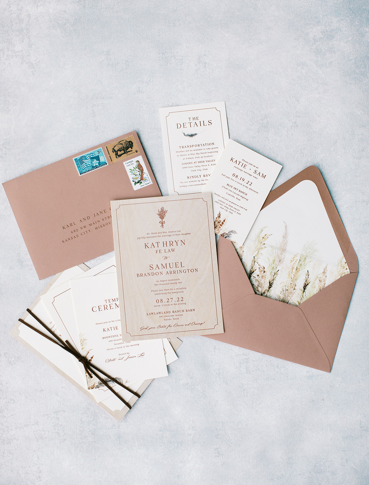 wedding invitaitions for a western wedding in park city utah
